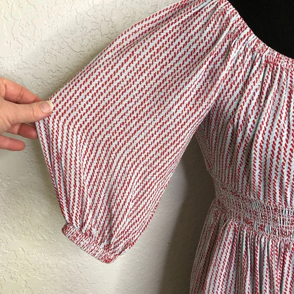 Hatch Briar sky blue red dashdot smocked waist maternity dress size 2 or Medium - Picture 9 of 16